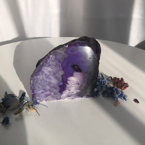 Purple Agate Crystal Candle Holder