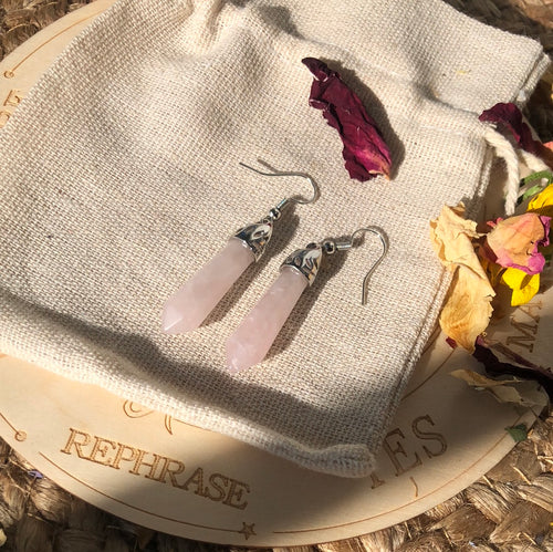 Rose quartz- Drop earrings